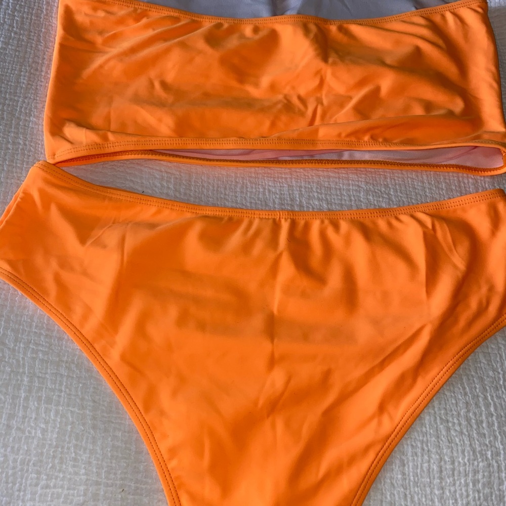Neon orange high waisted bikini